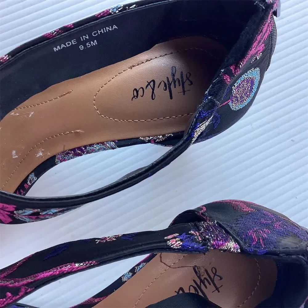 Style & Co Women's Paycee‎ Sandals Multicolor Strappy Block Heel Size 9.5